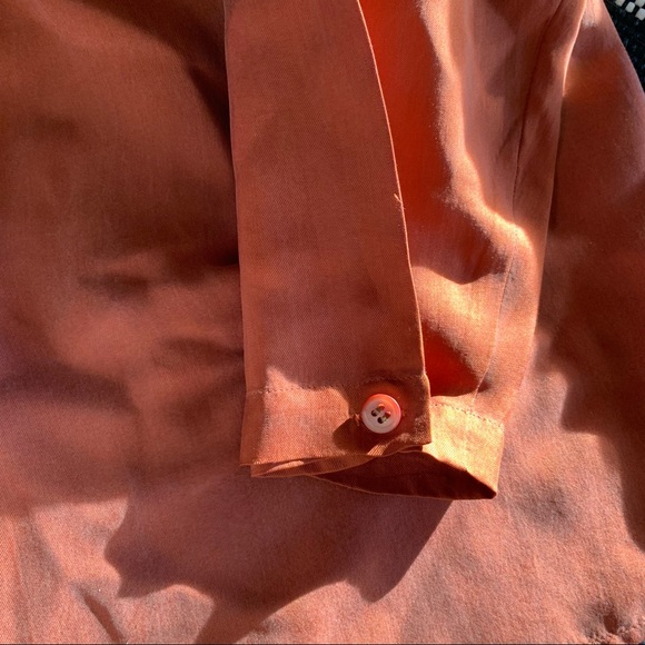 Vintage Orange Silk Hooded Button Front Jacket-14 - Picture 4 of 5
